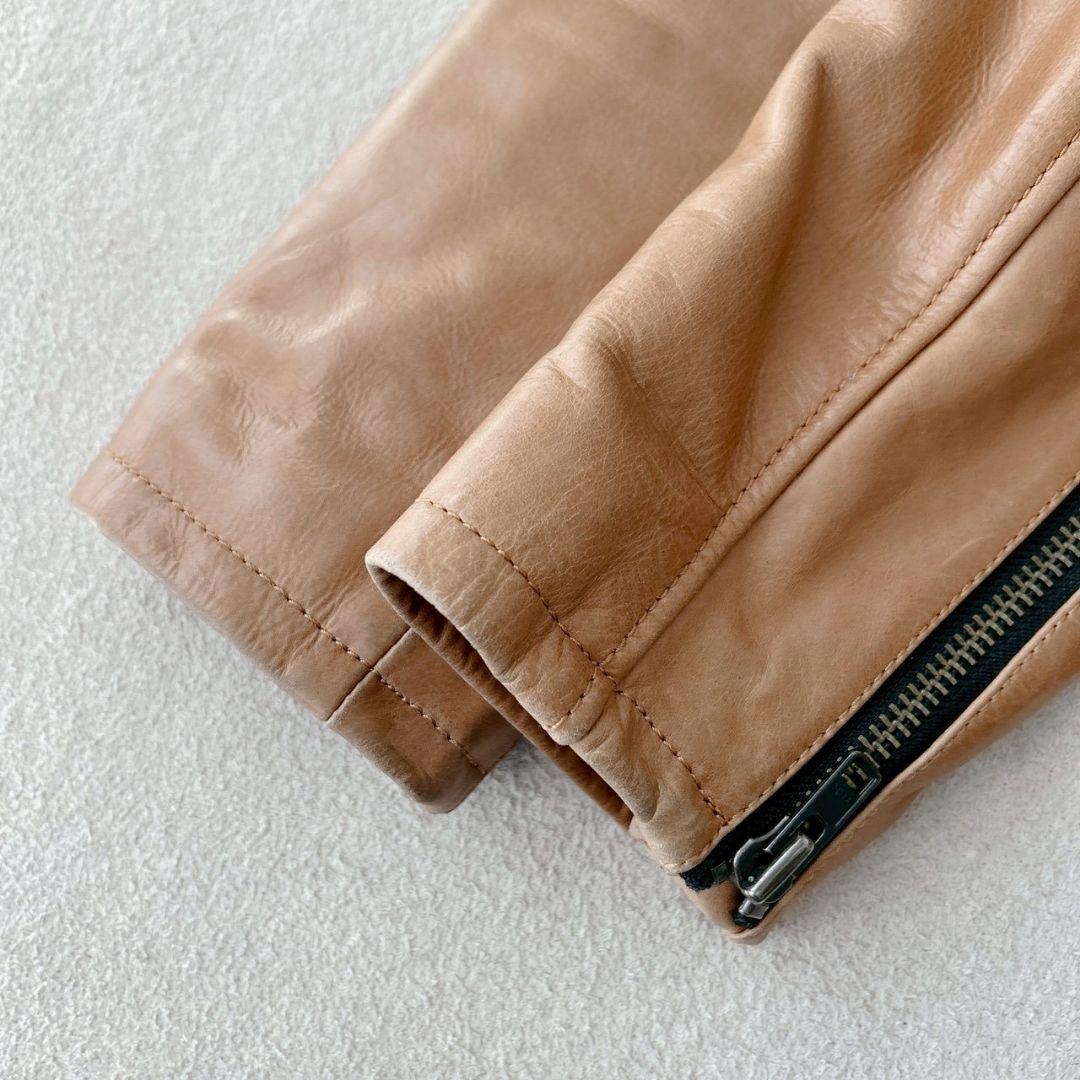 リューグーレザーズ ライダース ファー キルティング キャメル XL相当