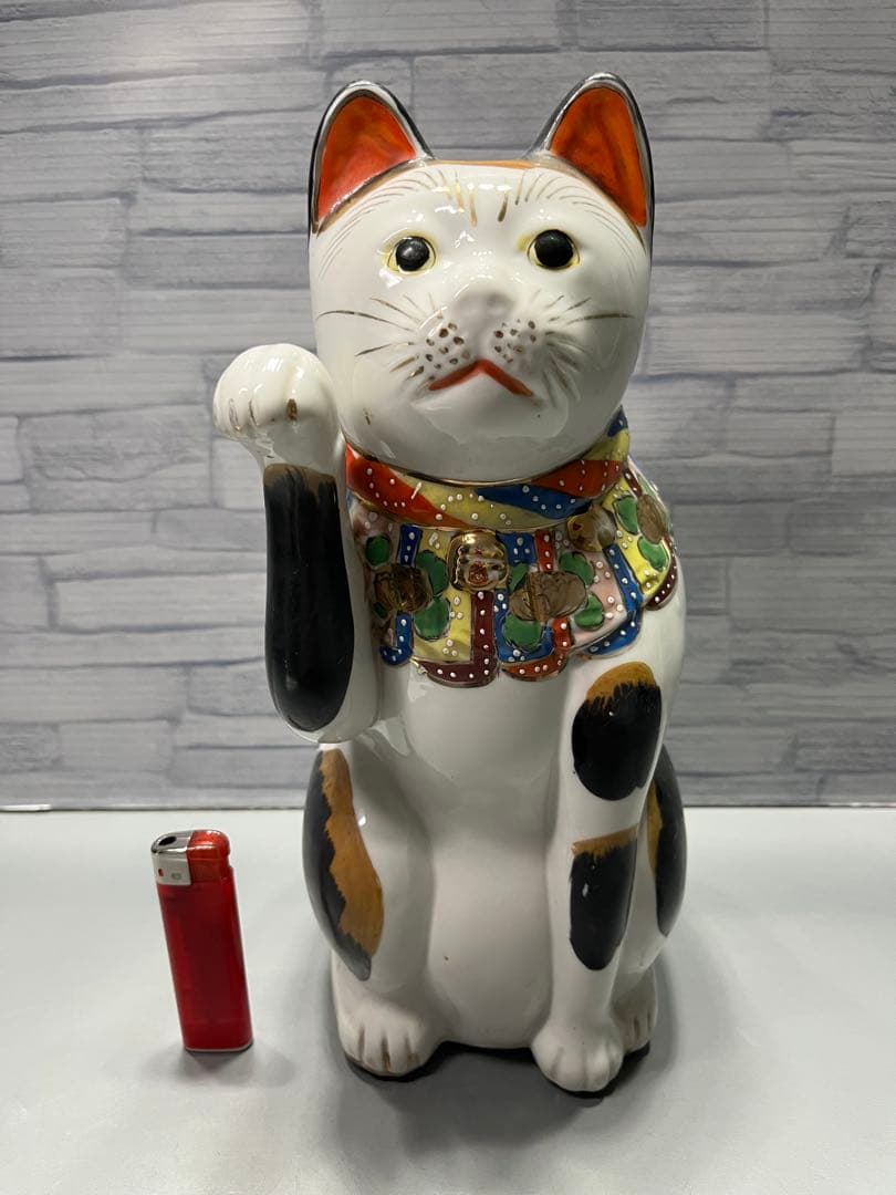 大正〜昭和初期　瀬戸　招き猫　ビッグサイズ　高さ　29cm
