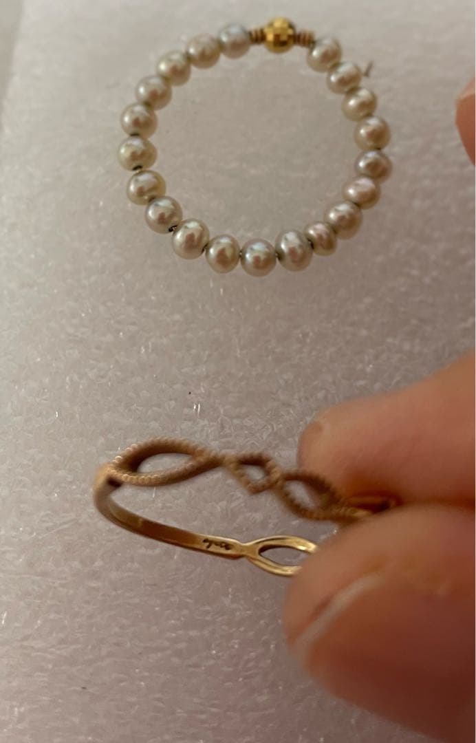 アガット2005年クリスマスリングセット　agete 10k淡水パール　7号