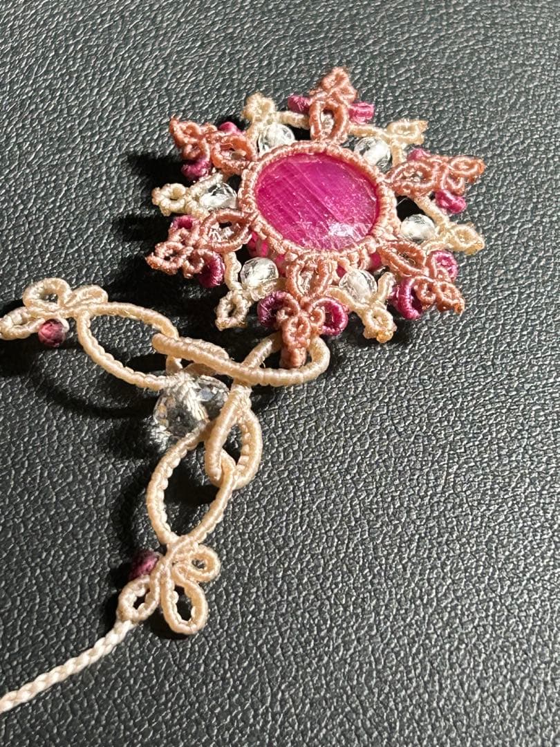 ルビーと水晶のマクラメネックレス/ラブラドライトと水晶のマクラメネックレス