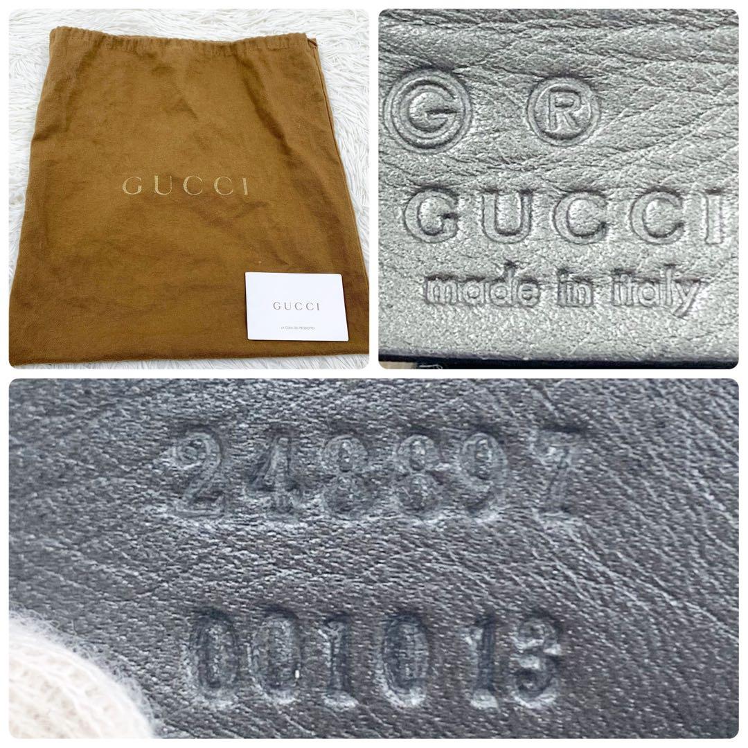 ま*ー様 【✨美品✨】 グッチ ワンショルダーバッグ GG柄 シマレザー シルバ