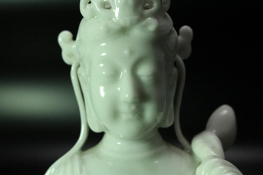 仏教美術 白高麗法隆寺形観音 共箱(K-LC864)