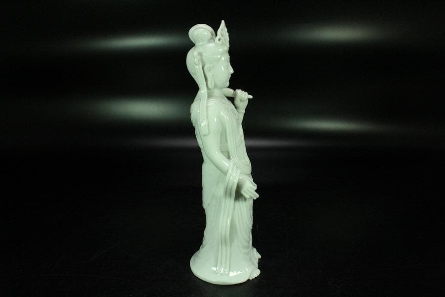 仏教美術 白高麗法隆寺形観音 共箱(K-LC864)