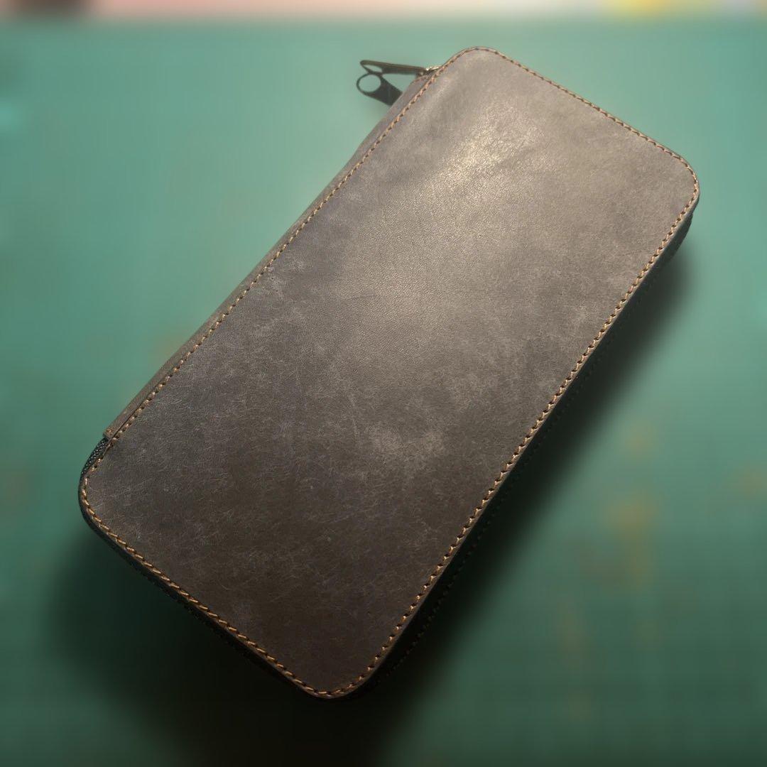 プエブロレザー　ラウンドジップペンケース　（検野原工芸　バハギア　楔　しーさー