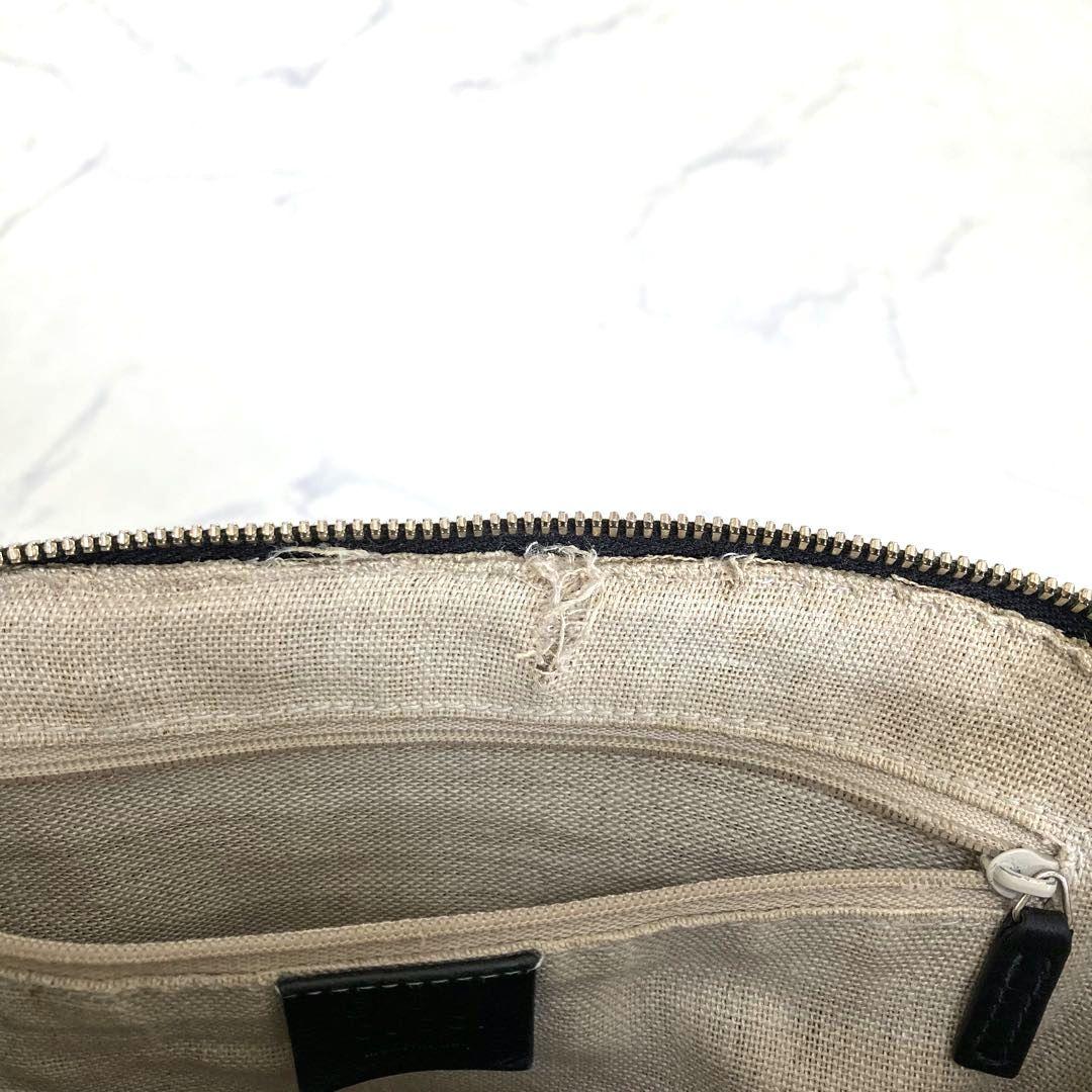 GUCCI マイクロシマ ハンドバッグ レザー ロゴ GG トート ブラック