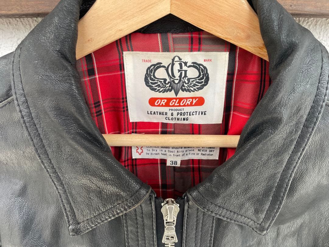 OR GLORY ブラックレザー シングルライダース 38 オアグローリー