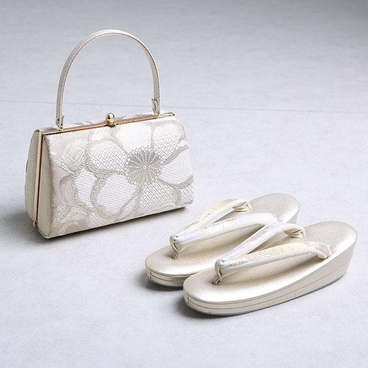 【新品】草履バッグセット　モダン花柄　くすみカラー　24.5cm 03792
