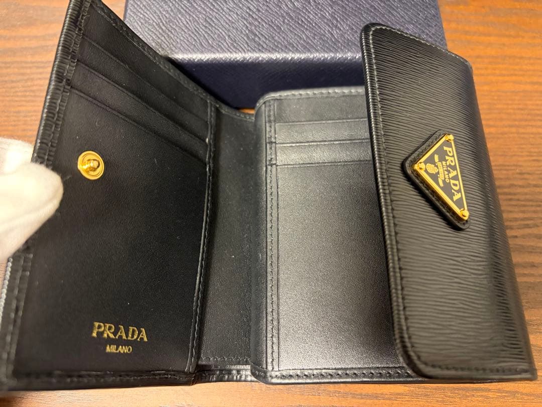 【新品】PRADA 三つ折り財布 RFID ブラック 1MH025