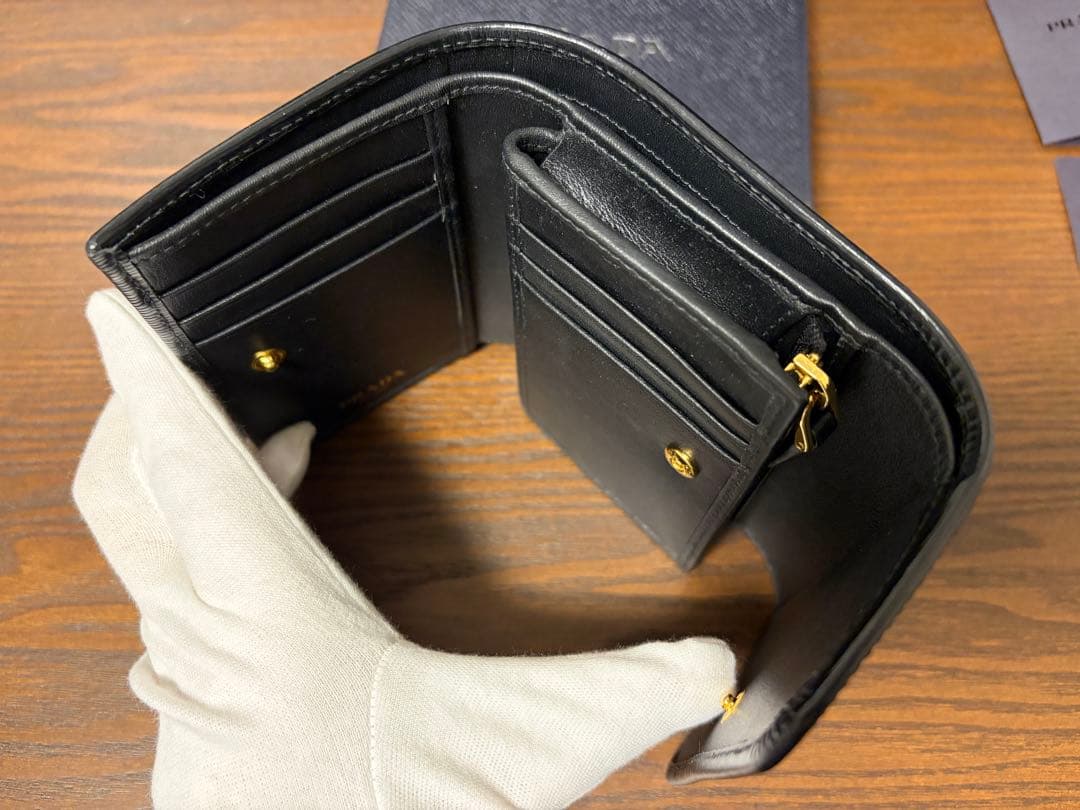 【新品】PRADA 三つ折り財布 RFID ブラック 1MH025
