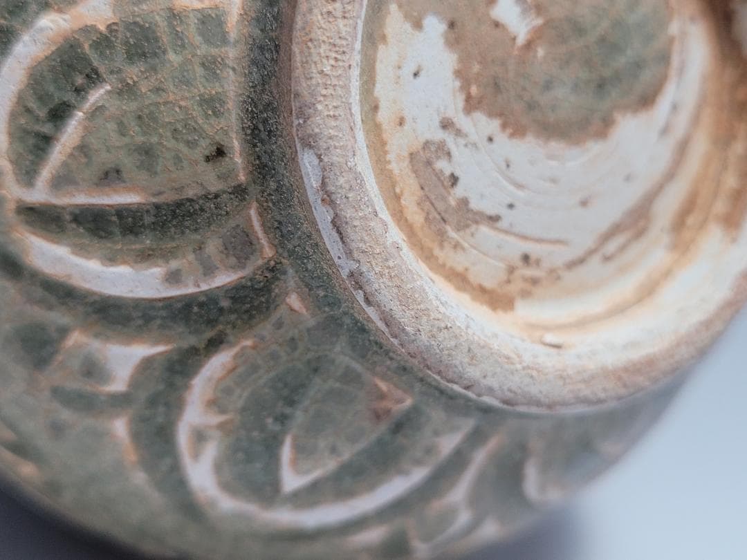 耀州窯 陰刻花紋 宋元時代 時代唐物 高さ約11.4cm