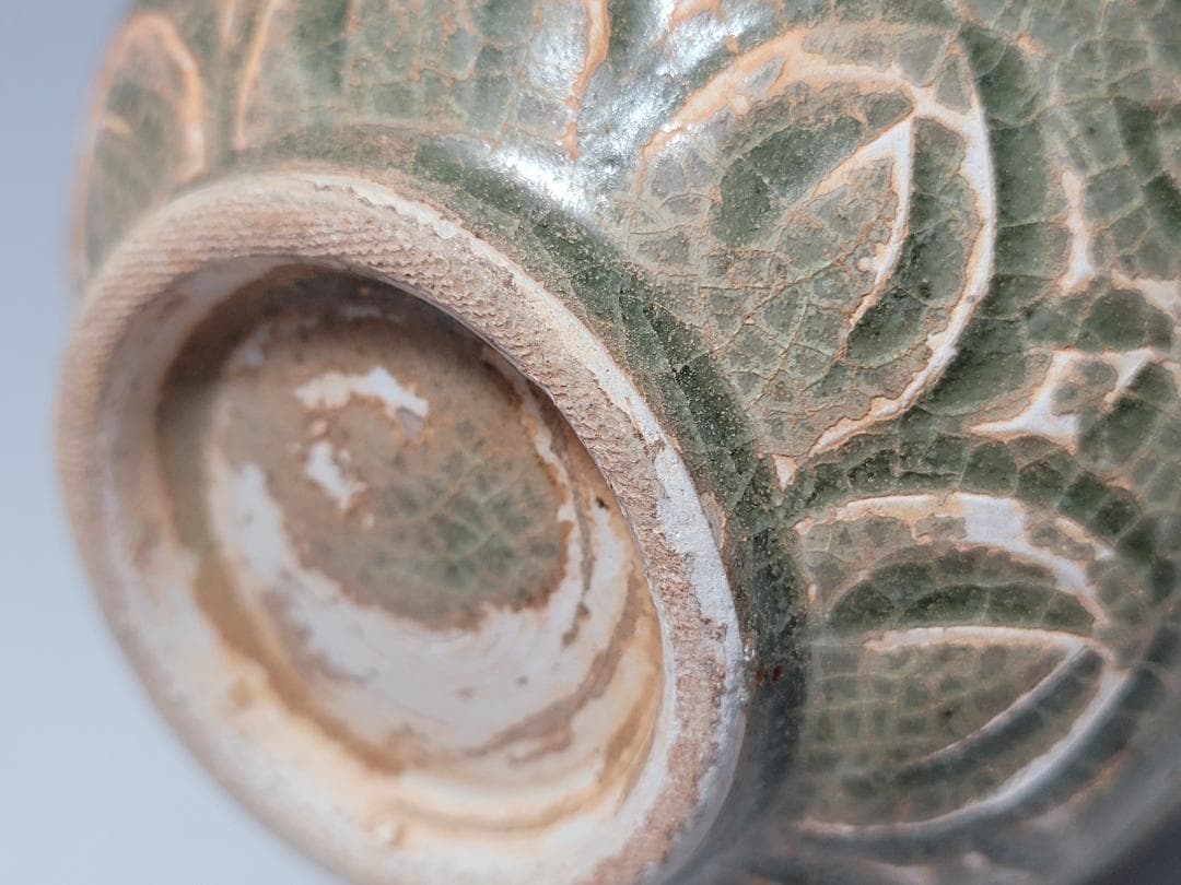 耀州窯 陰刻花紋 宋元時代 時代唐物 高さ約11.4cm