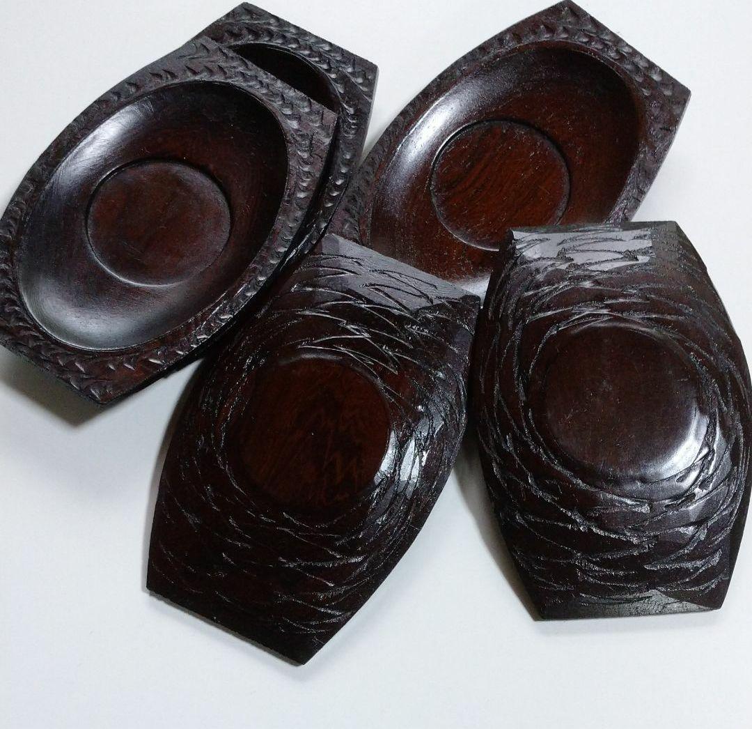 仙台の埋木細工 工芸品『茶托』5客