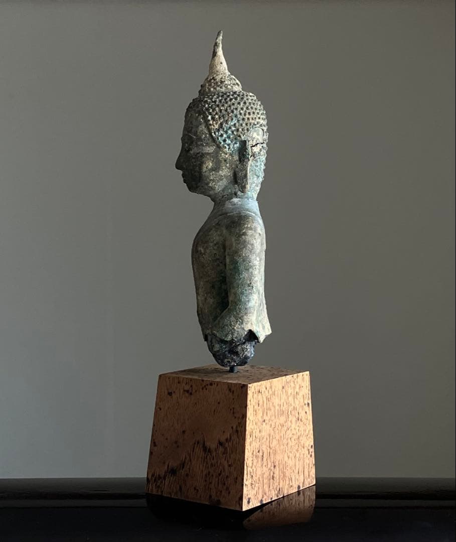 【抜群の表情 タイ青銅古仏】アユタヤ王朝初期〜中期14〜15世紀頃 骨董仏教美術