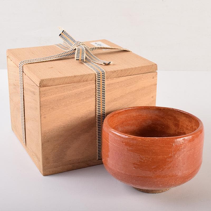 茶道具　楽吉左衛門　赤楽茶碗　時代箱付　V　R7596