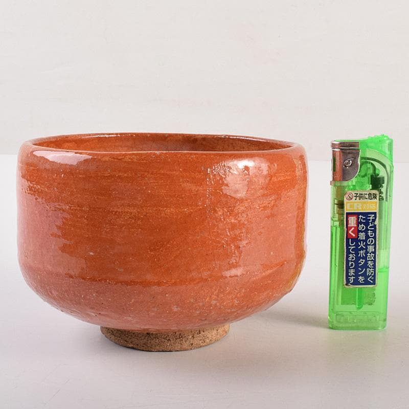 茶道具　楽吉左衛門　赤楽茶碗　時代箱付　V　R7596