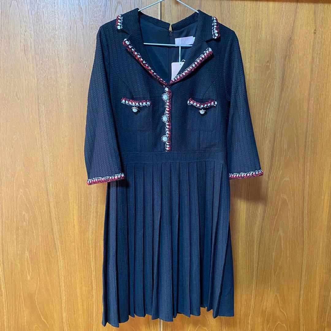 SOBRE ソブレ プリーツブレードワンピース キャバドレス　XL ラウンジ　黒