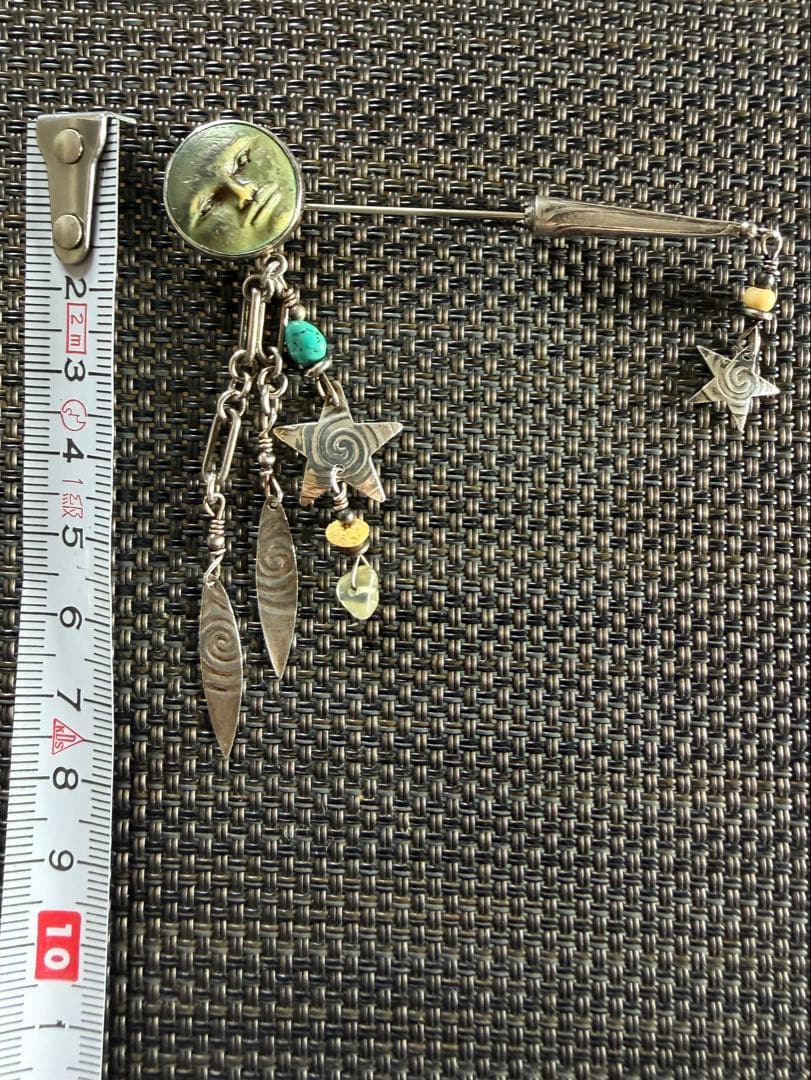 シルバー925 ヴィンテージ ピンブローチ 月 顔 星 モチーフ