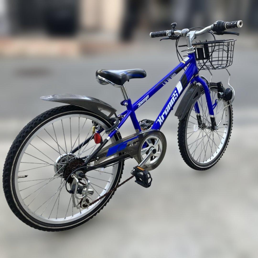 ジュニア自転車 20インチ シマノ6段変速 カゴ付き 青 手渡し 大阪茨木