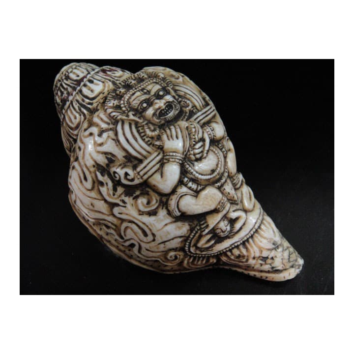 ◆チベット密教法具　法螺貝（シャンカ）ーマハーカーラ（大黒天）
