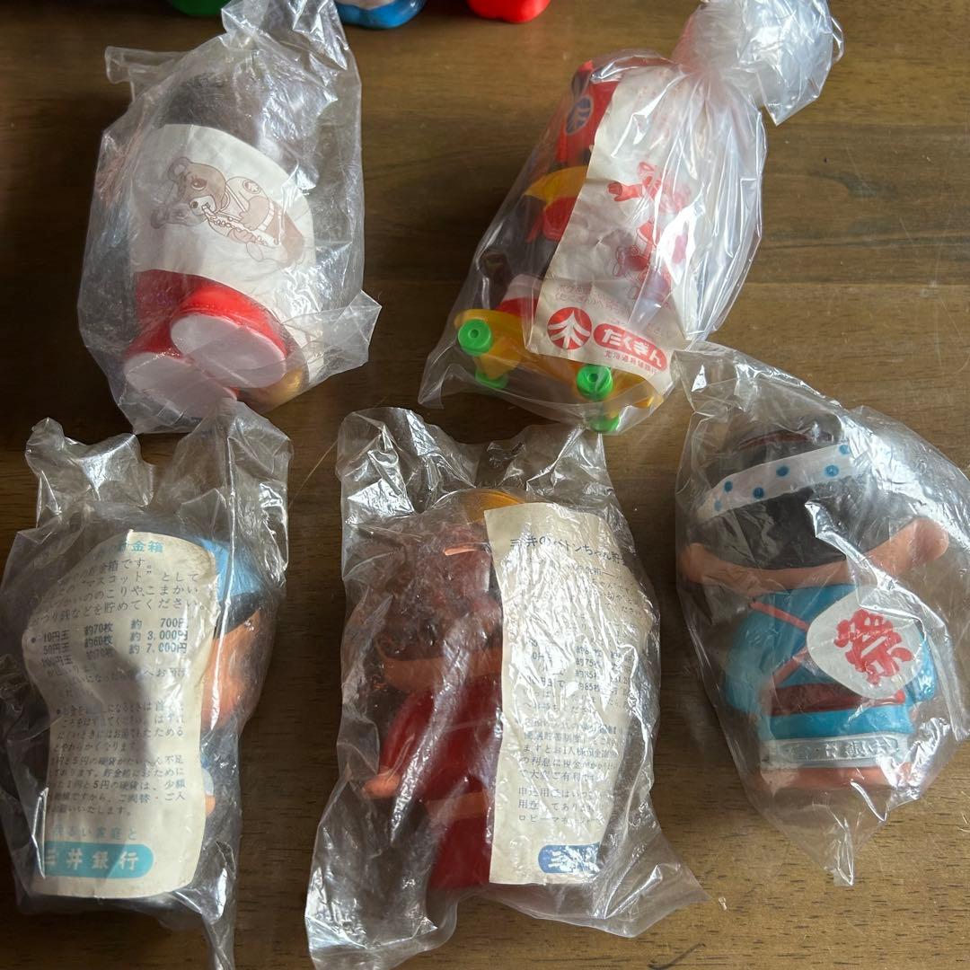 昭和レトロ ソフビ 貯金箱 企業物 新品未開封あり こけし 人形 置物