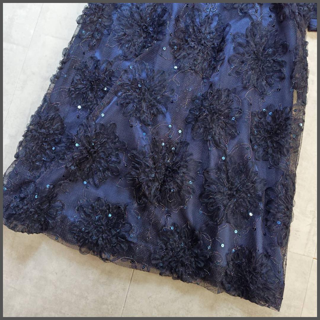 Igin カラーフォーマルドレス パーティ ワンピース 花リボン シアー