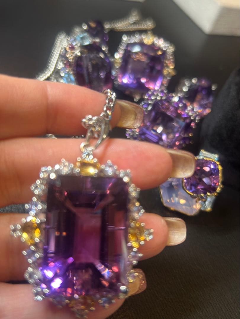 コスメラルダ❣️お取り置き アメシスト&ラベンダークオーツリング