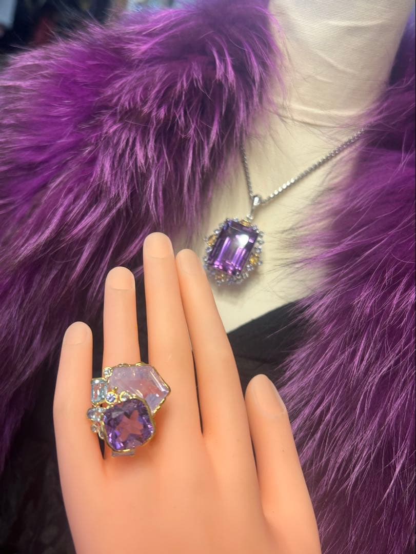 コスメラルダ❣️お取り置き アメシスト&ラベンダークオーツリング