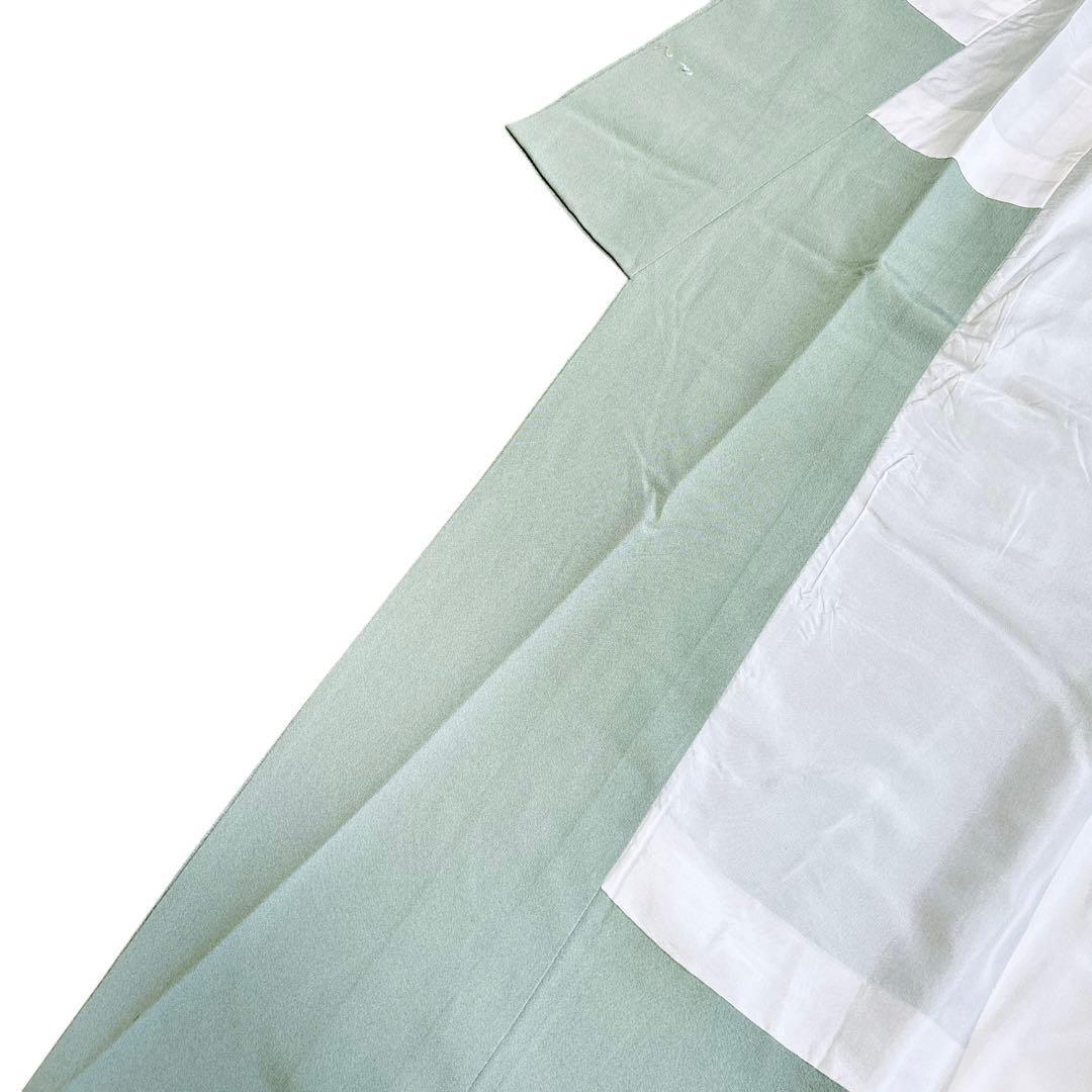 A143愛華 着物 付け下げ袷刺繍　スワト　錆青磁　フォーマル　身丈162cm