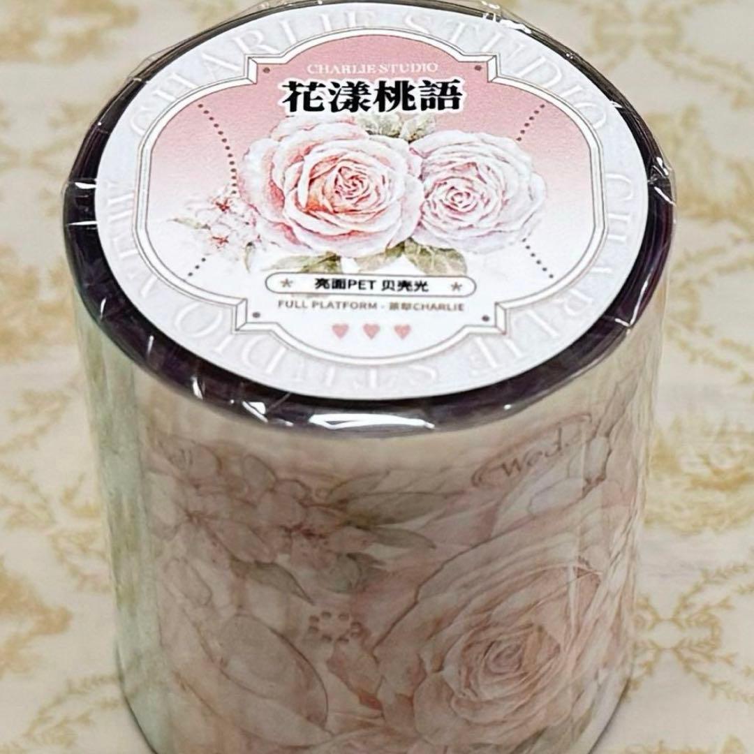 海外 PETテープ マスキングテープ お花と桃