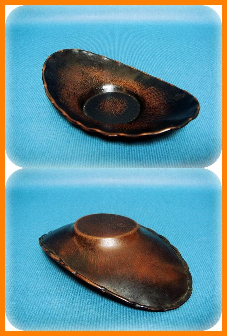 499『唐銅 木の葉形 茶托 ５枚』　/骨董品 古美術 古玩 アンティーク