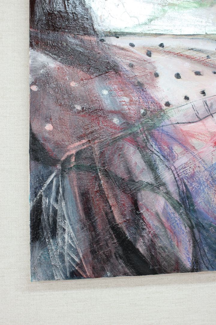 【M20号】逆光 原画 抽象油彩画 多色使い 点描技法