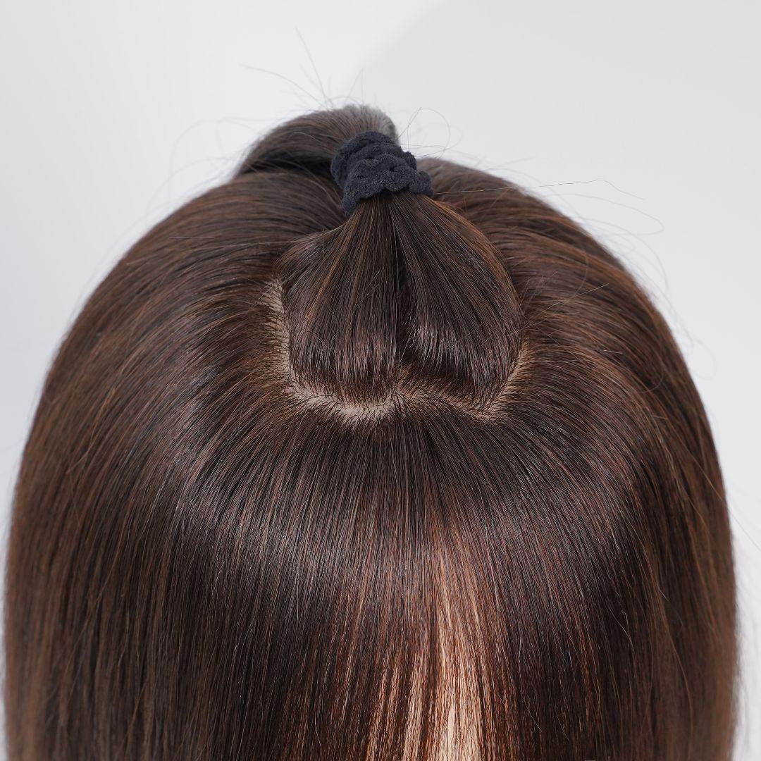 人毛100%フルウィッグ　医療向けフルウィッグ　広い人工頭皮　超リアル　小顔減齢