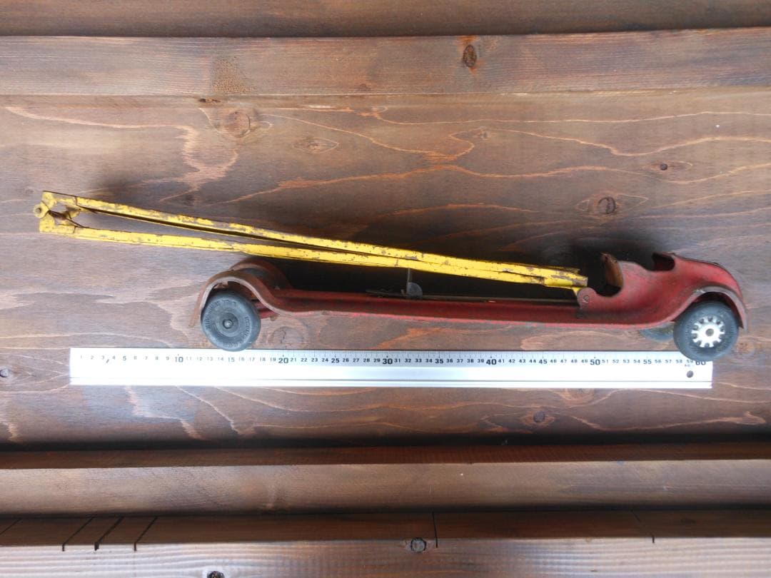 Kingsbury トイカー 赤 消防車 はしご車　ブリキ　おもちゃ