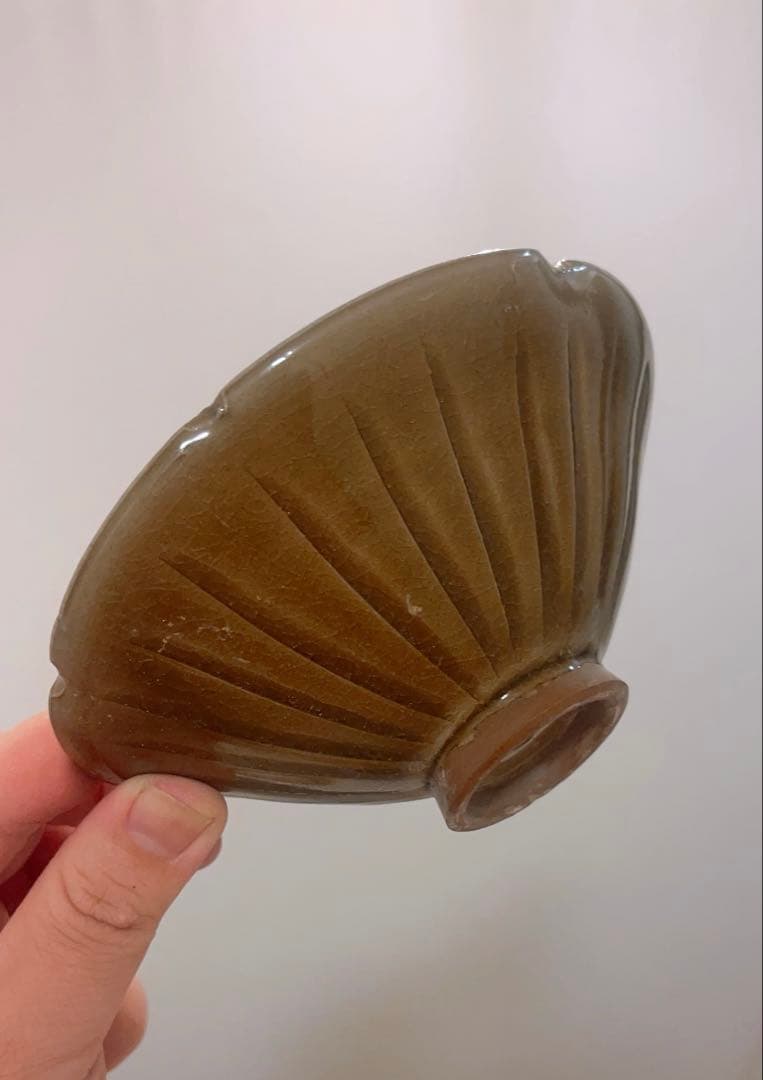 耀州窯刻花魚斗笠碗 唐物　茶道具 煎茶碗　中国古美術　骨董品　陶芸