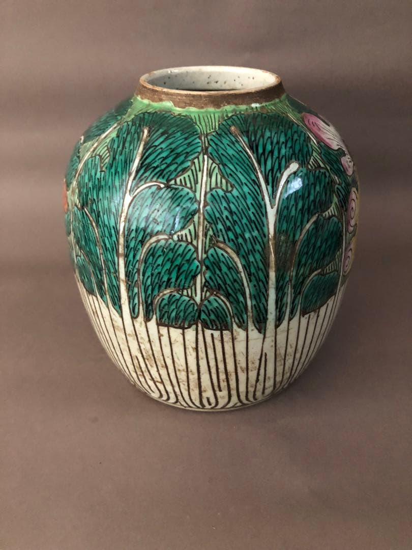 中国骨董　古美術　清朝　粉彩壺