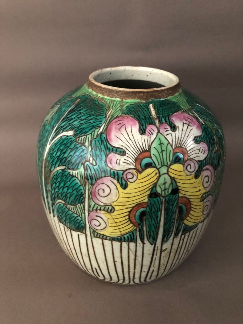 中国骨董　古美術　清朝　粉彩壺