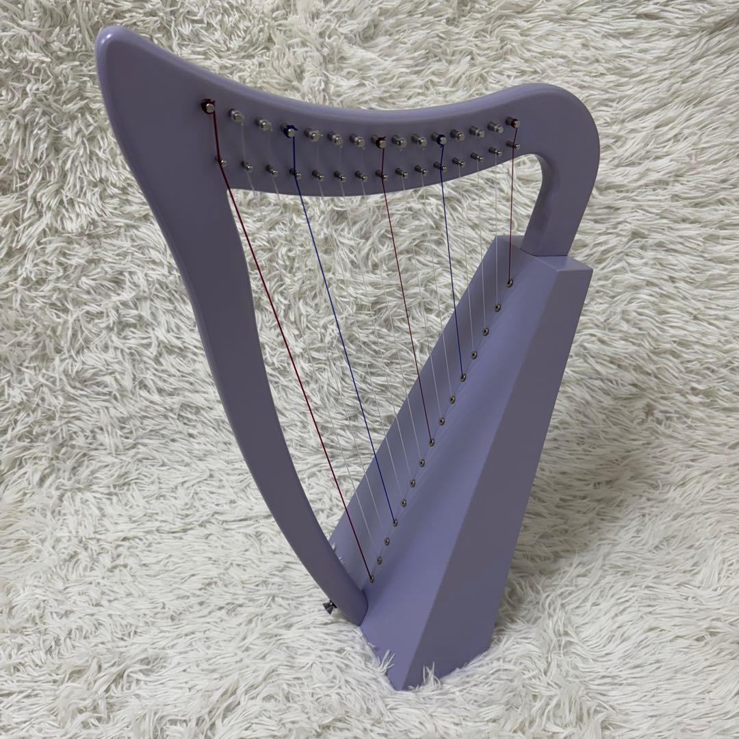 超軽量 パステルハープ パープル 15弦 ケース付き グレースハープ