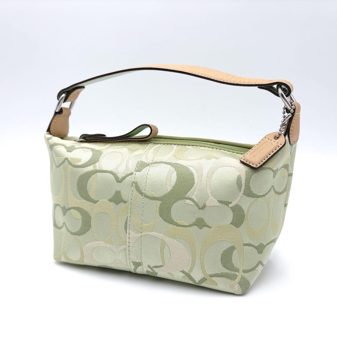 【美品】COACH コーチ シグネチャー アクセサリーポーチ 6561 グリーン