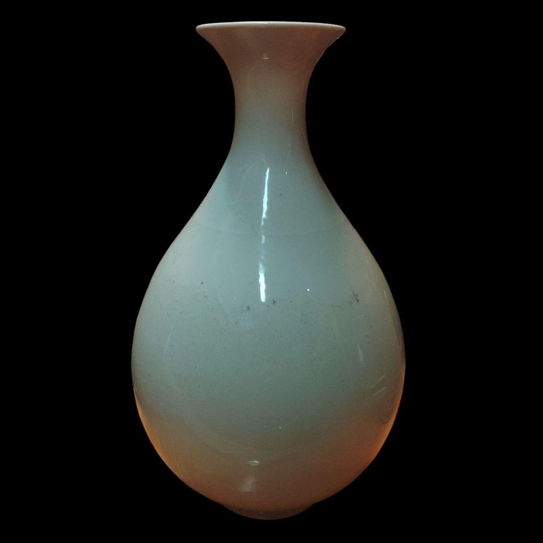 中国美術　景徳鎮写　白磁鶴首花瓶