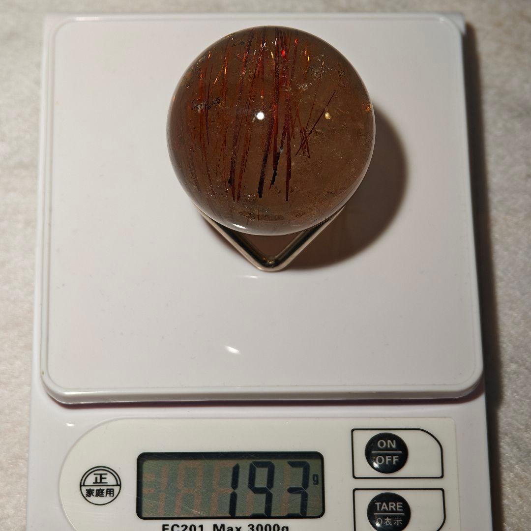 【51mm】ゴールドルチルクォーツ スフィア 丸玉 天然石 金針