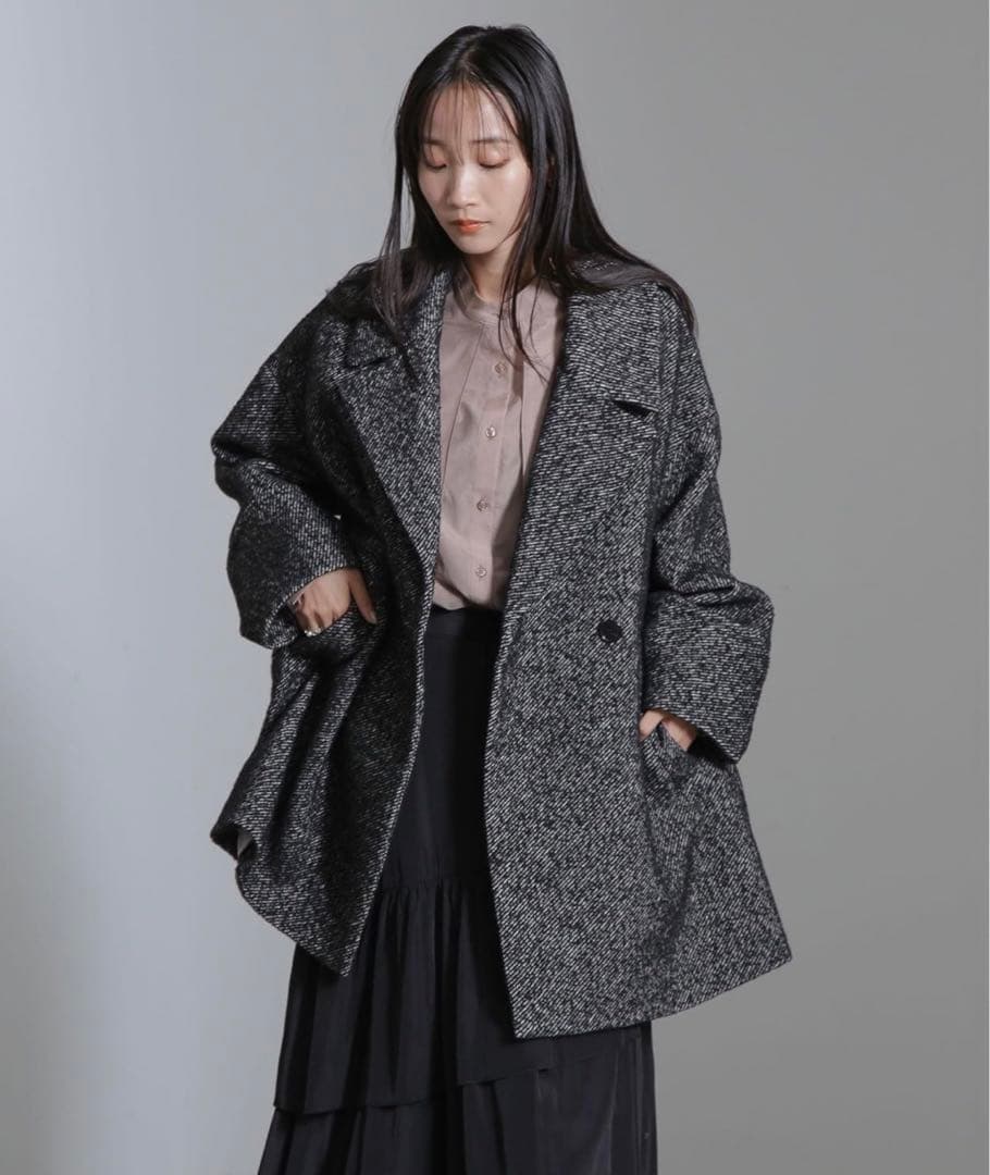 今期！ナノ・ユニバース] オーバーサイズ ツイード コート レディース