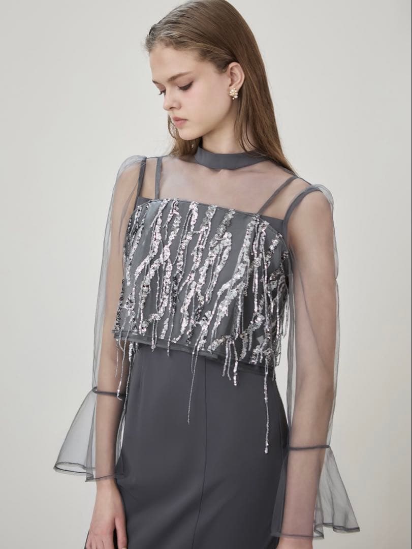 2WAYスパンコールビスチェチュールIラインワンピースドレス結婚式二次会成人式