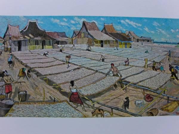 TANILIT（タニリット）、魚を干す、希少な額装用画集画