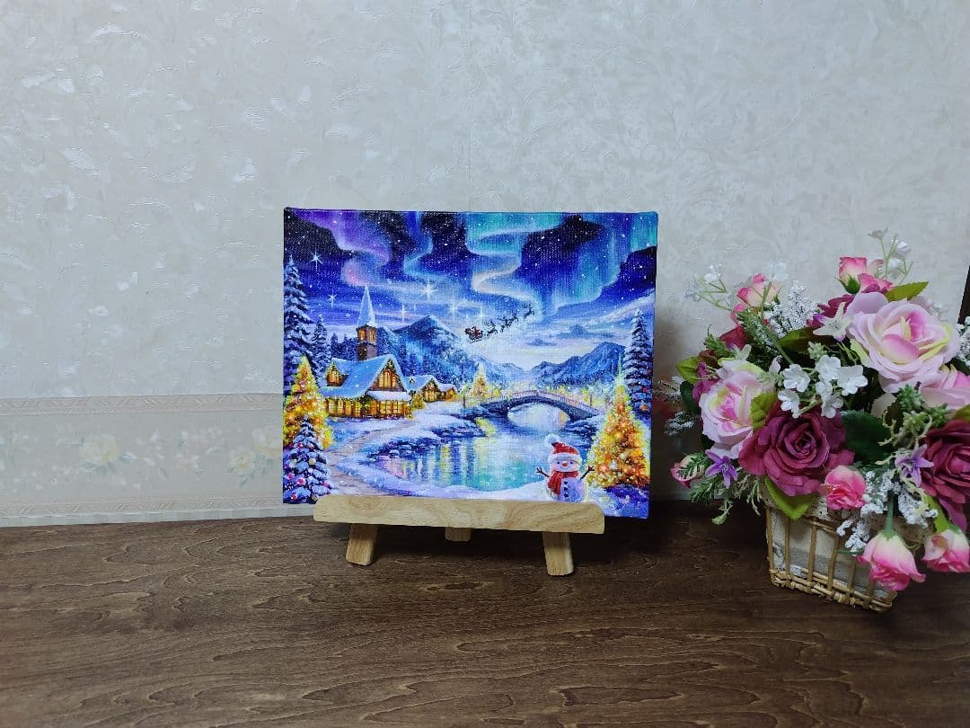 ♡*)様 【オーロラの夜】アクリル画 F3 風景画 絵画