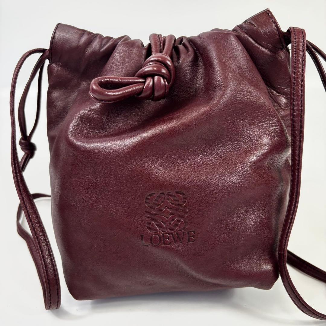 【希少カラー】LOEWE☘️✨巾着ショルダー✨アナグラム✨ボルドー✨バッグ