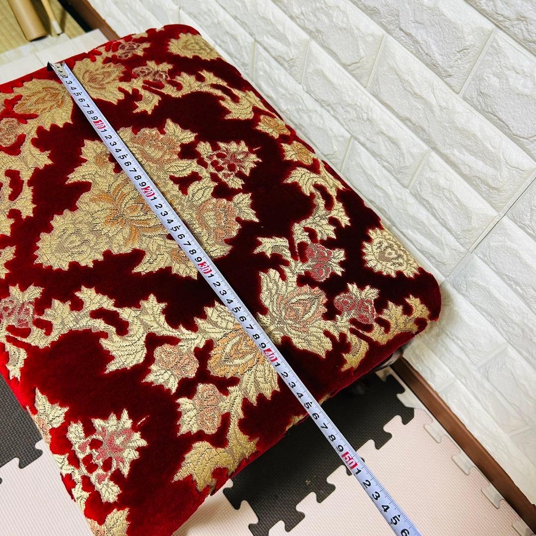 【美品】イタリア製　レッド生地　猫脚スツール