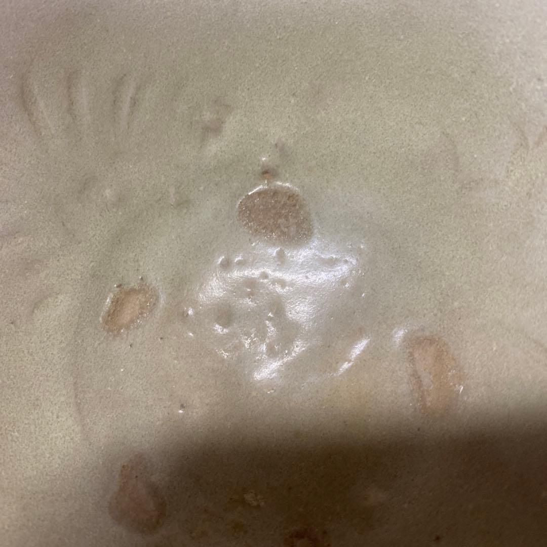 中国古玩　陰刻草花文抹茶茶碗【桐箱付】13.5cm6.5cm