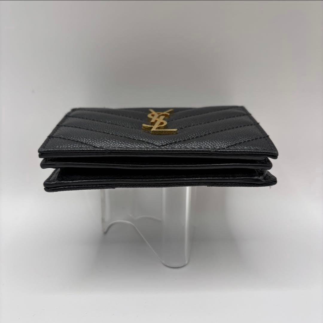 YSL サンローラン 二つ折り 財布 カサンドラ ブラック キルティング