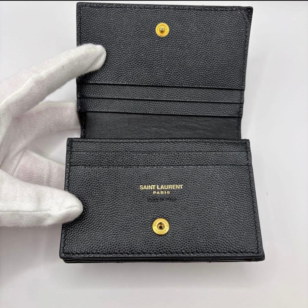 YSL サンローラン 二つ折り 財布 カサンドラ ブラック キルティング