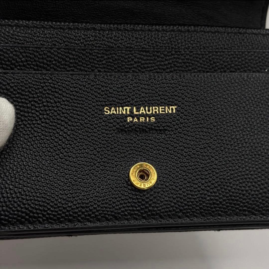 YSL サンローラン 二つ折り 財布 カサンドラ ブラック キルティング